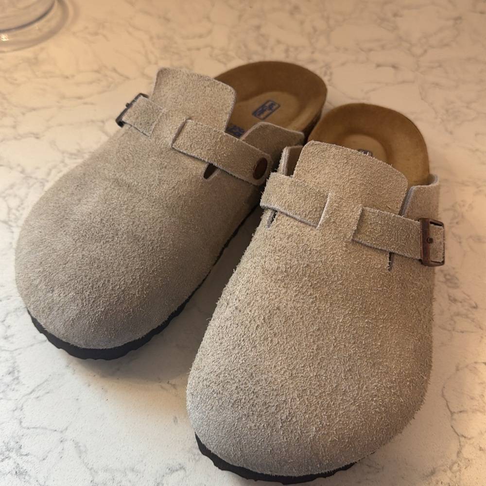 Birkenstock Boston Soft Footbed Suede Taupe Regular Fit